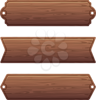 Set of various wooden banners. Wood board banner, wooden frame texture, vector illustration