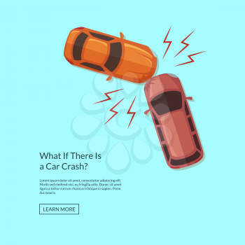 Vector two cars accident top view illustration. Damage transportation concept