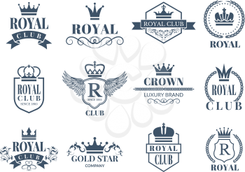 Royal and luxury badges set. Royal badge and luxury vintage emblem. Vector illustration