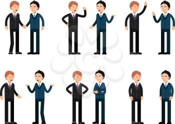 Two businessmen talking. Vector characters business people meeting and communication ilustration