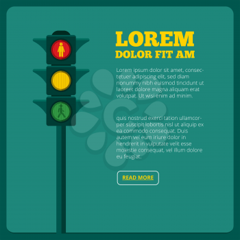 Background illustrations of traffic light and place for your text. Transportation light traffic, stoplight and semaphore banner vector