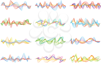 Abstract shapes and graphic waves for music equalizer. Wave sound line, electronic soundwave. Vector illustration