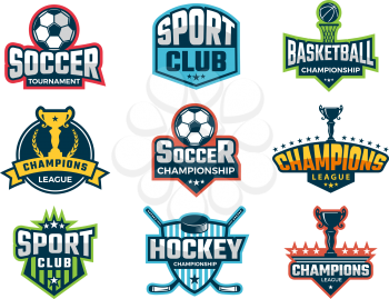 Sport emblem. Super star world cup competition badges logos and vector sticker. Sport competition logo and emblem, tournament and championship illustration