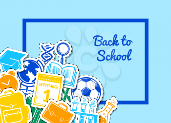 Vector back to school stationery background illustration. Colored poster banner