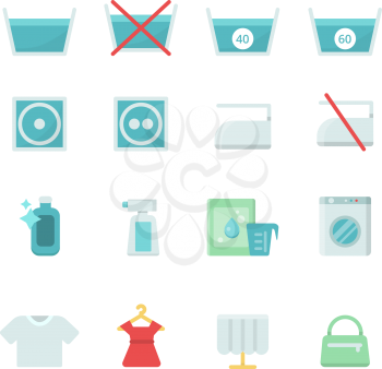 Dry cleaning symbols. Various washing vector icon set. Laundry symbol, machine equipment for wash clothing illustration