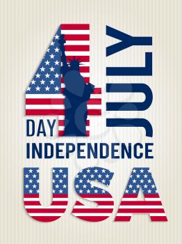 Poster for USA independence day. Design template of american 4 july retro placard vector illustration