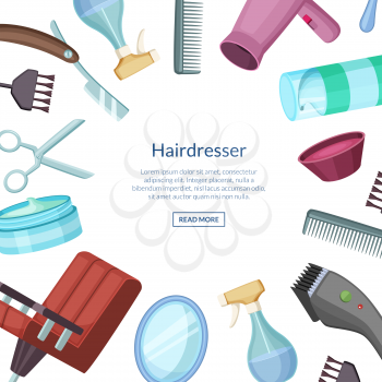 Vector hairdresser or barber cartoon elements background with place for text illustration