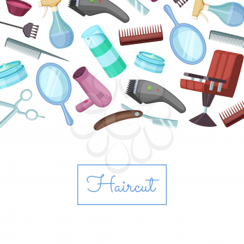 Vector hairdresser or barber cartoon elements background with place for text illustration