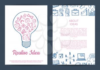 Vector business doodle icons card, flyer or brochure banner and poster template illustration