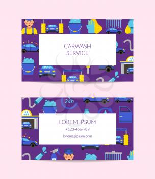 Vector business card template for car washing service isolated on white illustration