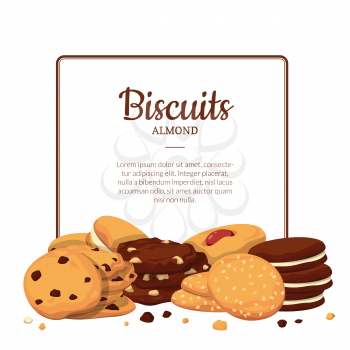 Vector frame with place for text and cartoon cookies below illustration