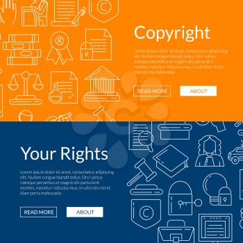 Vector linear style copyright elements web banner poster templates illustration