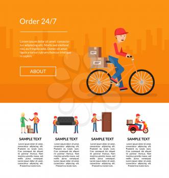 Vector delivery service flat elements icons website landing page template illustration