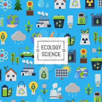 Vector background with place for text and with ecology flat icons illustration