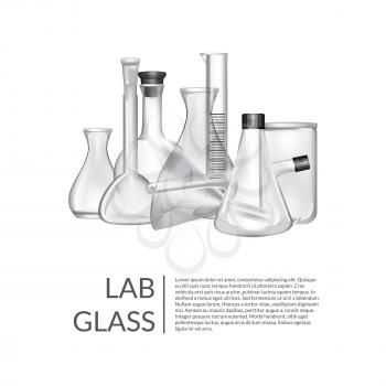Vector background with place for text and chemical laboratory glass tubes illustration