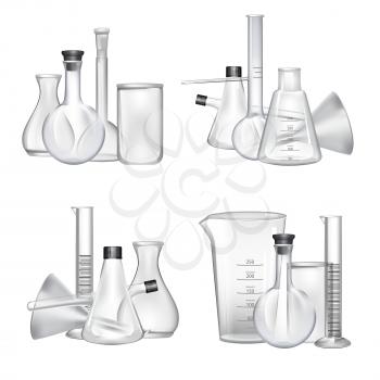 Vector piles of chemical laboratory glass tubes set. Glass tube and laboratory experiment illustration