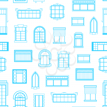 Vector window flat icons blue line monochrome background or pattern illustration
