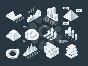 Graphic isometric. Infographic business diagram charts stats shapes vector empty infographic template. Business diagram 3d, chart isometric, graphic illustration