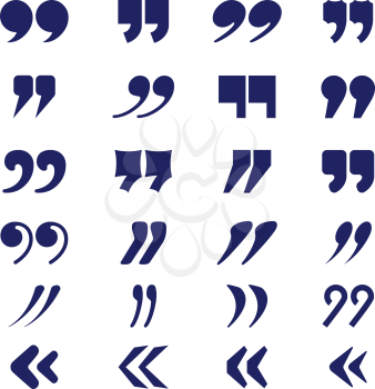 Quotation marks. Speech punctuation text vector typography collection. Punctuation mark comma for citation speech, conversation and dialog illustration