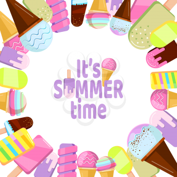 it is summer time banner - background with ice cream. Vector illustration