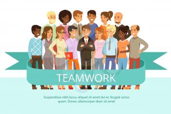 Social group on the work. Office people in casual clothes. Big corporate family. Vector characters in cartoon style. Team work group people, business teamwork company cooperation illustration