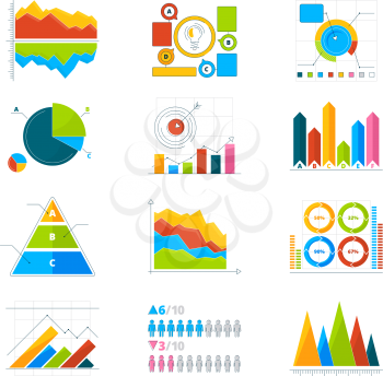 Vector modern elements for infographics. Horizontal and verticals bars, circle shapes, charts. Chart and circle graph, graphic diagram web illustration