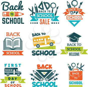 School labels set. Back to school theme. Education design illustration badge vector