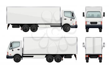 Realistic truck. Vector illustrations transportation of cargo. Truck transport, cargo lorry with trailer