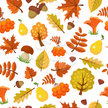 Autumn leaves pattern. Forest yellow fall beautiful season vector seamless background of autumn. Illustration of autumn pattern and forest leaf illustration