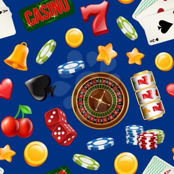 Vector colored realistic casino gamble seamless pattern or background illustration