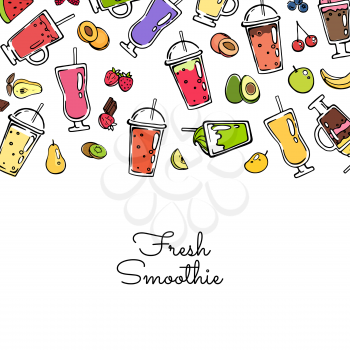 Banner and poster vector doodle colored smoothie drink background illustration