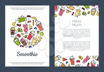 Vector doodle colored smoothie drink card or flyer template illustration