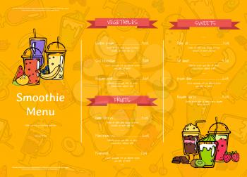 Vector banner doodle drink smoothie cafe or restaurant menu template illustration
