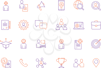 Head hunting symbols. Staff employment business super workers top managers workforce development vector icon. Illustration of headhunting and hiring job