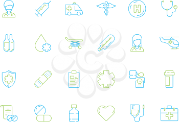 Medicine icon. Hospital doctor healthcare medical drugs pills and other thin line vector symbols. Medical health, medicine and doctor, hospital and healthcare illustration