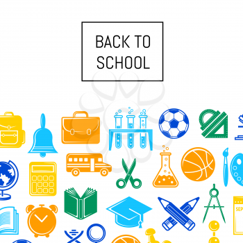 Vector back to school stationery background illustration. Web page colored banner
