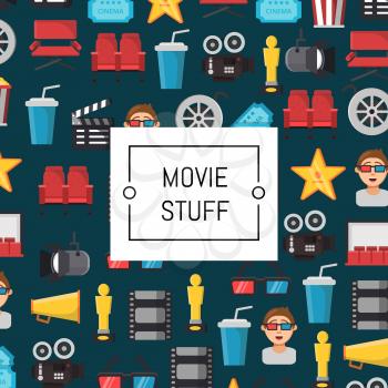 Vector flat cinema icons background banner and web page with place for text illustration
