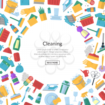 Vector cleaning flat icons background banner poster with place for text illustration