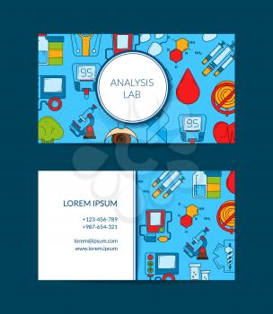Vector colored diabetes icons business card template for laboratory illustration