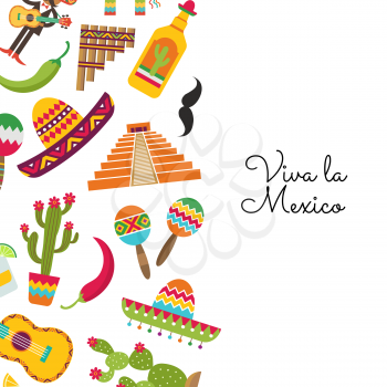 Vector flat Mexico attributes background with place for text illustration