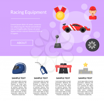 Web site vector flat car racing icons landing page template illustration