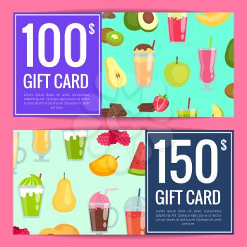 Vector flat color smoothie elements discount or gift voucher templates illustration