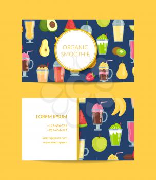 Vector flat smoothie elements business card template illustration. Company and firm
