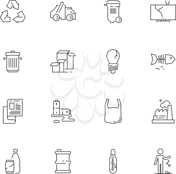 Recycling icon. Garbage plastic bottles recycled symbols rubbish paper vector pictograms collection. Garbage waste, plastic and paper, recycle trash illustration