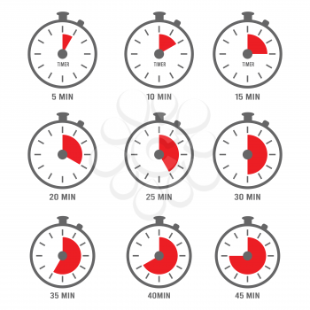 Minutes icon. Hour clock symbols 10 times 5 minutes 20 numbers day five vector collection. Illustration clock watch, time interface, measurement stopwatch