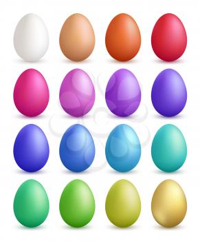 Colored eggs. Happy easter symbols collection vector colorful eggs. Easter gift stylized various colored eggs, traditional holiday illustration