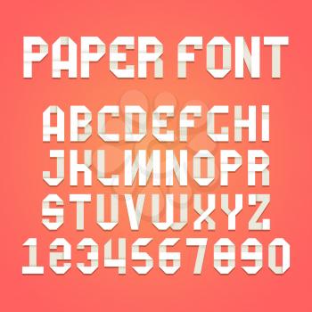 Origami alphabet. Paper folding font typography ribbon shadow letters vector set. Illustration typographic origami, alphabet type paper, abc lettering