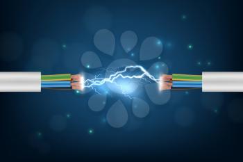 Electricity cable. Connection lighting glowing abstract internet cyber concept background optical cord telecomunication picture. Connection electricity cable, industry flash electric line illustration