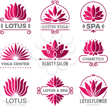Lotus logotype. Nature botanical graphic symbols flowers for beauty spa salon vector decoration icon. Lotus floral, flower natural logotype, botanical blossom illustration