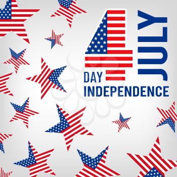 4th July. USA Independence day, patriotic american banner. Festive stars vector background. American holiday, america 4th celebrate, freedom and independence illustration